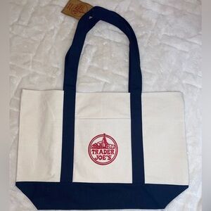 NEW! NWT Trader Joe’s Reusable Eco Heavy-Duty Cotton Canvas Shoulder Navy Bag